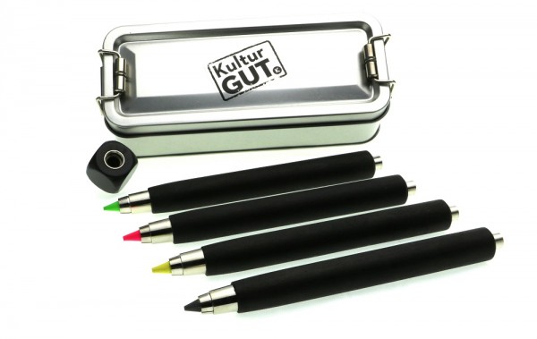 5er Textmarkerbox Workman long schwarz mit Textmakerminen und Spitzer Cube in Klappbox S.jpg