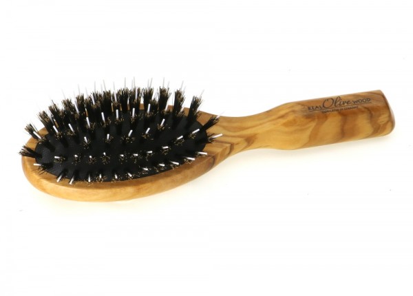 Olivenholzbürste Wildschweinborsten Frisierpins pneumatik klein 18 cm (1).jpg